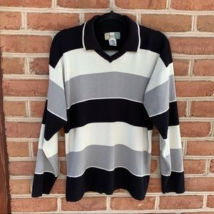 Flattering fit striped pullover, collared sweater mens size Medium (unisex)